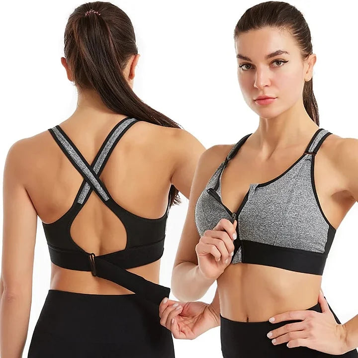 Wireless Support Super Tight Impact Resistant Zipper Sports Bra 7