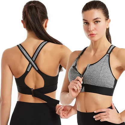 Wireless Support Super Tight Impact Resistant Zipper Sports Bra 7