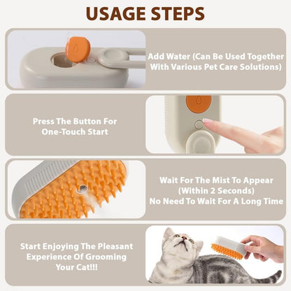 4 in 1 Rechargeable Cat Steam Brush for Shedding 7