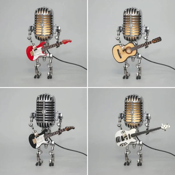 Vintage Microphone Guitar Robot Table Lamp 7