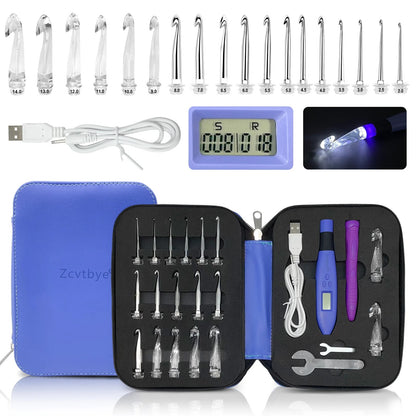 Crochet Hook Set with LED Light and Stitch&Row Counter 7