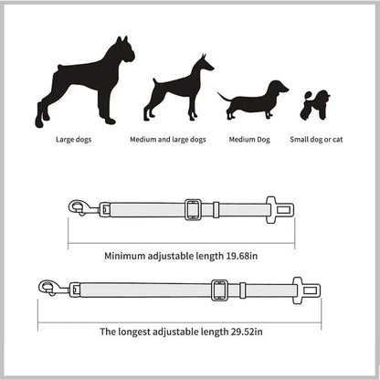 Adjustable Pet Car Seat Belt – Safety Harness Lead Clip for Dogs & Cats, Vehicle Travel Accessory 7