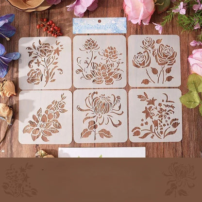 Blooming Flowers Stencil Kit-6PCS 7