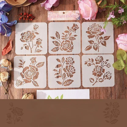 Blooming Flowers Stencil Kit-6PCS 8