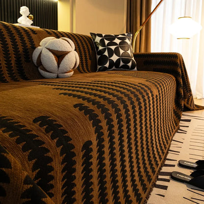 Cozy Chenille Retro Sofa Throw Cover 8