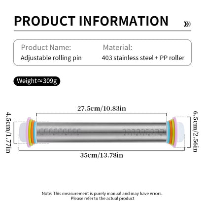 Adjustable Rolling Pin with Thickness Rings 8