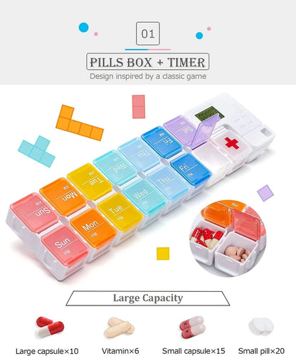 Smart Weekly Pill Organizer with Timer 8