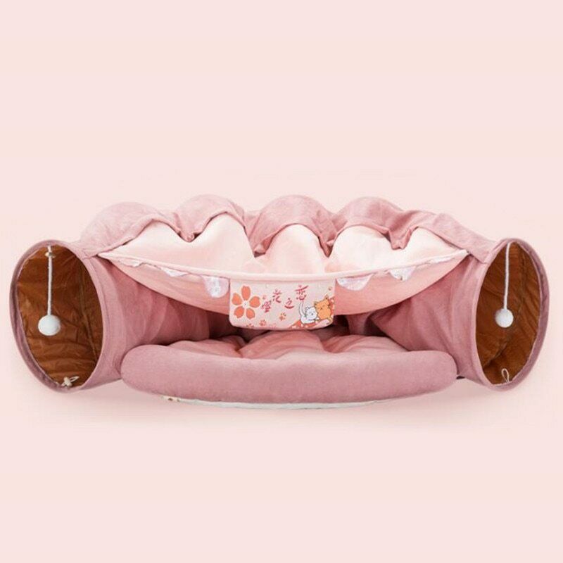 Funny Cat Bed Pet Tent 2 Holes Tunnel 8