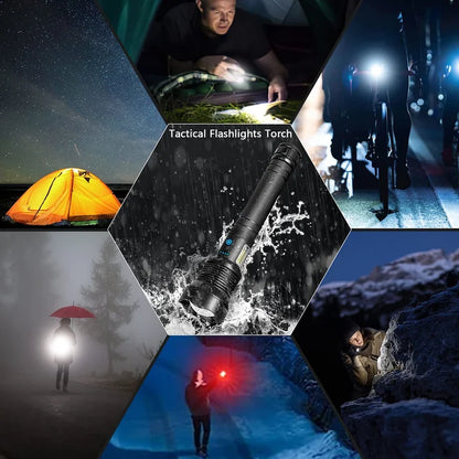 LED Rechargeable Tactical Flashlight 90000 High Lumens 8