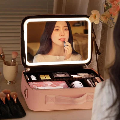 Makeup Organizer Bag With LED Mirror 8
