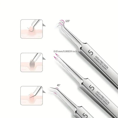 Professional Ultra-fine No.5 Acne Blackhead Removal Tweezers (Pcs 3) 8