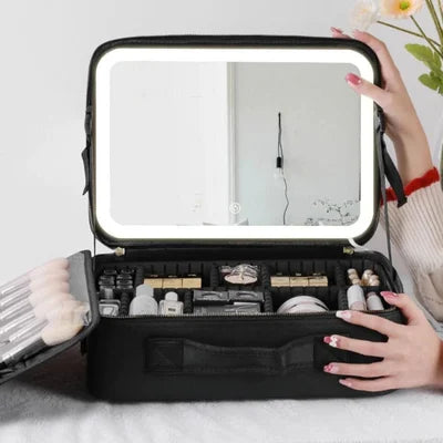 Makeup Organizer Bag With LED Mirror 9