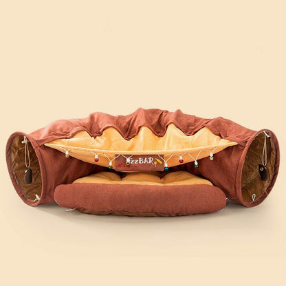 Funny Cat Bed Pet Tent 2 Holes Tunnel 9