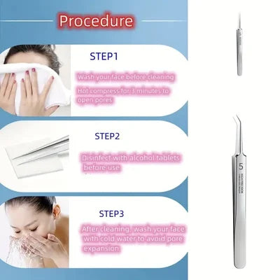 Professional Ultra-fine No.5 Acne Blackhead Removal Tweezers (Pcs 3) 9