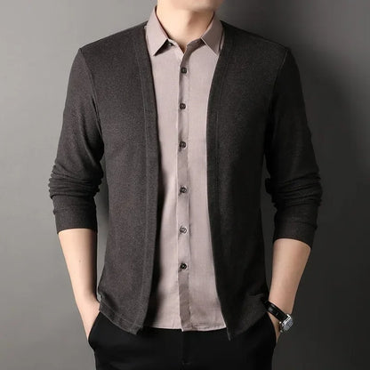 Men's Fake Two Piece Shirt Collar Knitted Cardigan 9