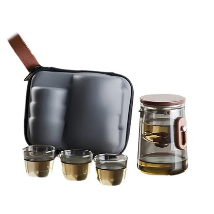 Elegant Travel Tea Set with Glass Teapot & Cups 8