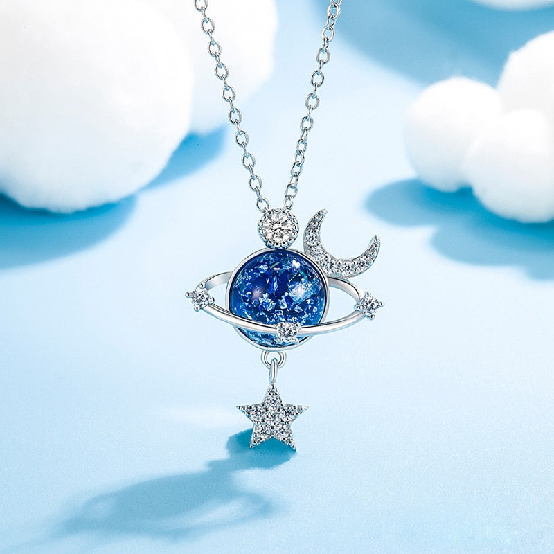 Moon & Stars Planet Necklace 1