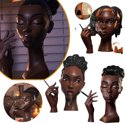 Black Woman Incense Burner – Resin Sculpture Censer for Home & Office Decoration 1