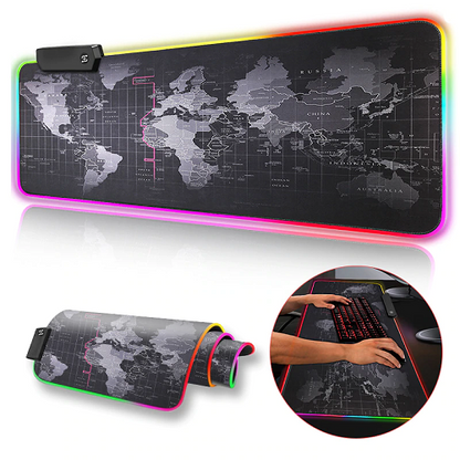 Premium XL Extended LED Mouse Pad - World Map 1