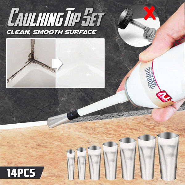 14/Pcs Universal Stainless Caulk Nozzle Applicator Finishing Tool Kit 1