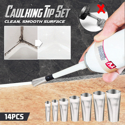 14/Pcs Universal Stainless Caulk Nozzle Applicator Finishing Tool Kit 1