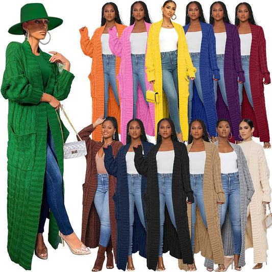 Stylish Cable Knit Dual Pocket Cardigan 1