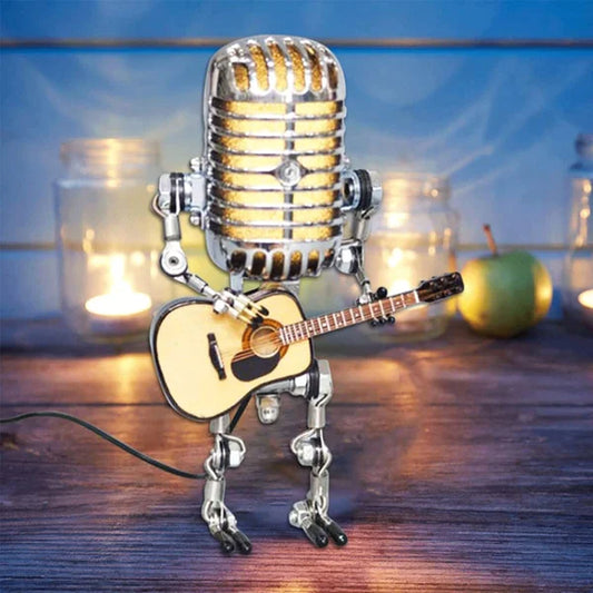 Vintage Microphone Guitar Robot Table Lamp 1