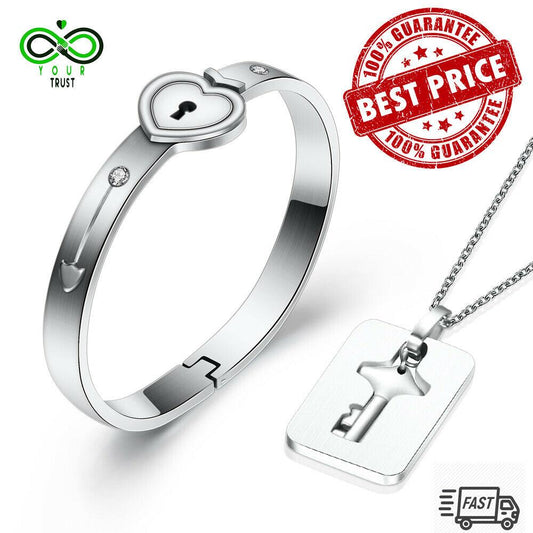 Heart Lock Bracelet & Key Necklace 1