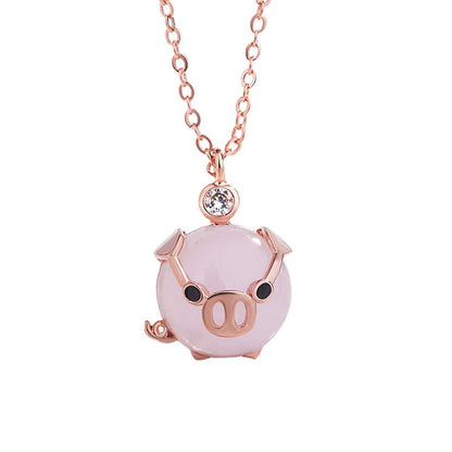 Rose Gold Lucky Pig Necklace 1