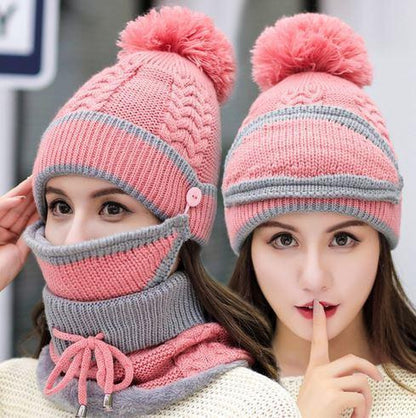 3 in 1 Women's Winter Knitted Beanie 1