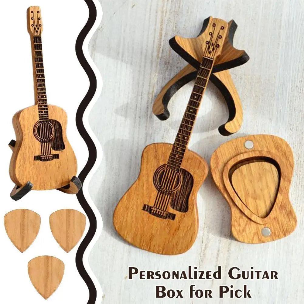 Wooden Acoustic Guitar Pick Box 1