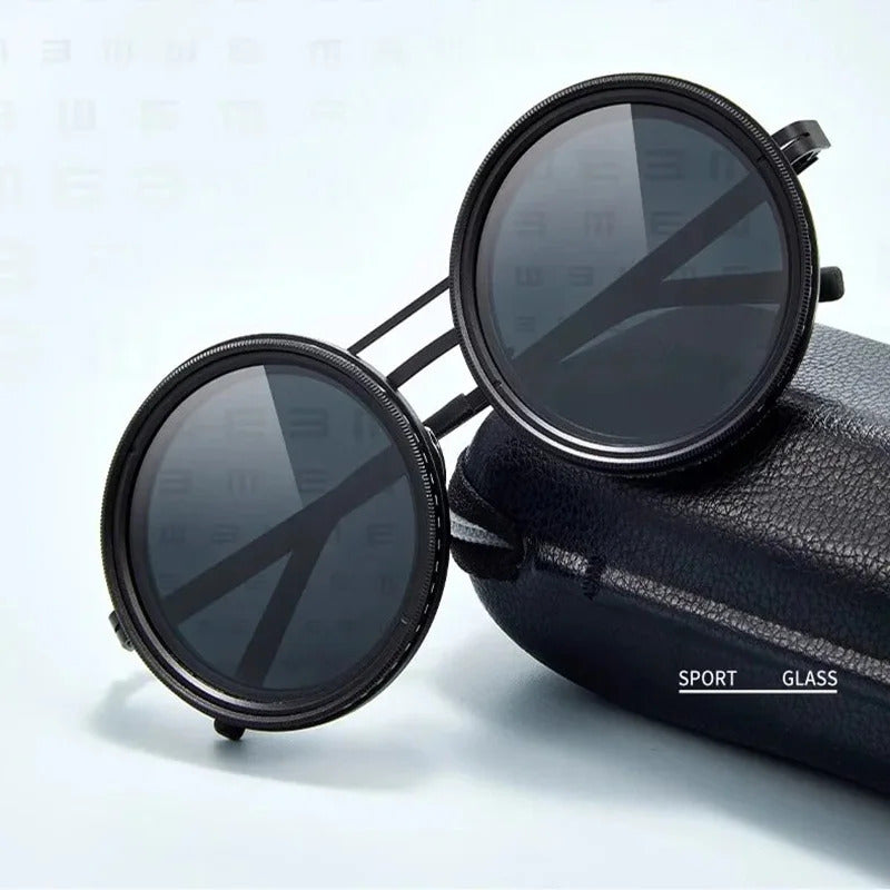 Adjustable Dimming Sunglasses – Retro Round Polarized UV400 Shades for Men & Women 1