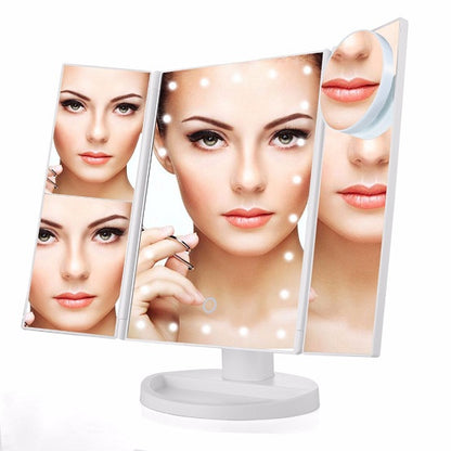 Foldable Triple-Panel LED Makeup Mirror 1
