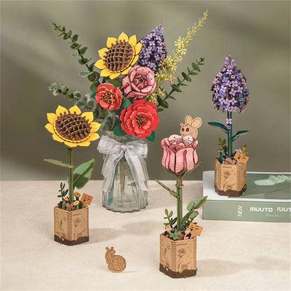 DIY Wooden Flower Bouquet 3D Wooden Puzzle 1