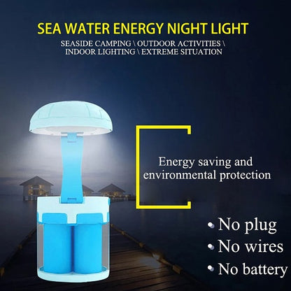 LED Salt Water Chemical Powered Night Light Portable Desk Lamp - Blue 1