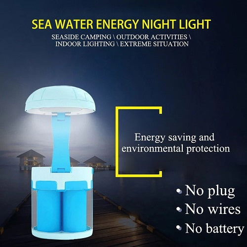 LED Salt Water Chemical Powered Night Light Portable Desk Lamp - Blue 1