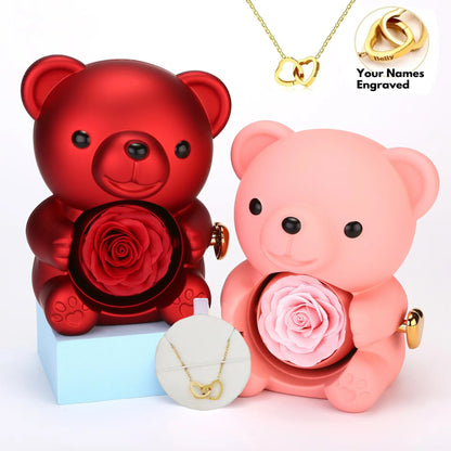 Eternal Rose Bear W/ Engraved Necklace 1