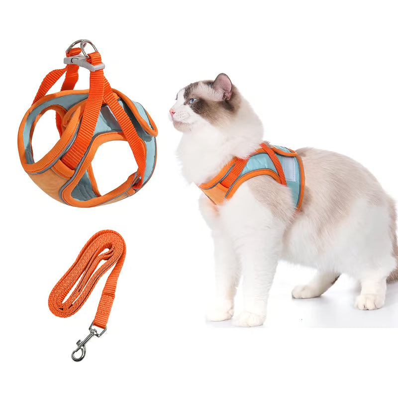 Reflective Adjustable Vest Harness Strap & Leash for Cats & Small Dogs 1