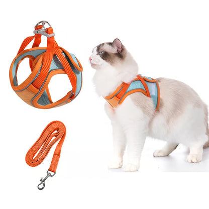Reflective Adjustable Vest Harness Strap & Leash for Cats & Small Dogs 1