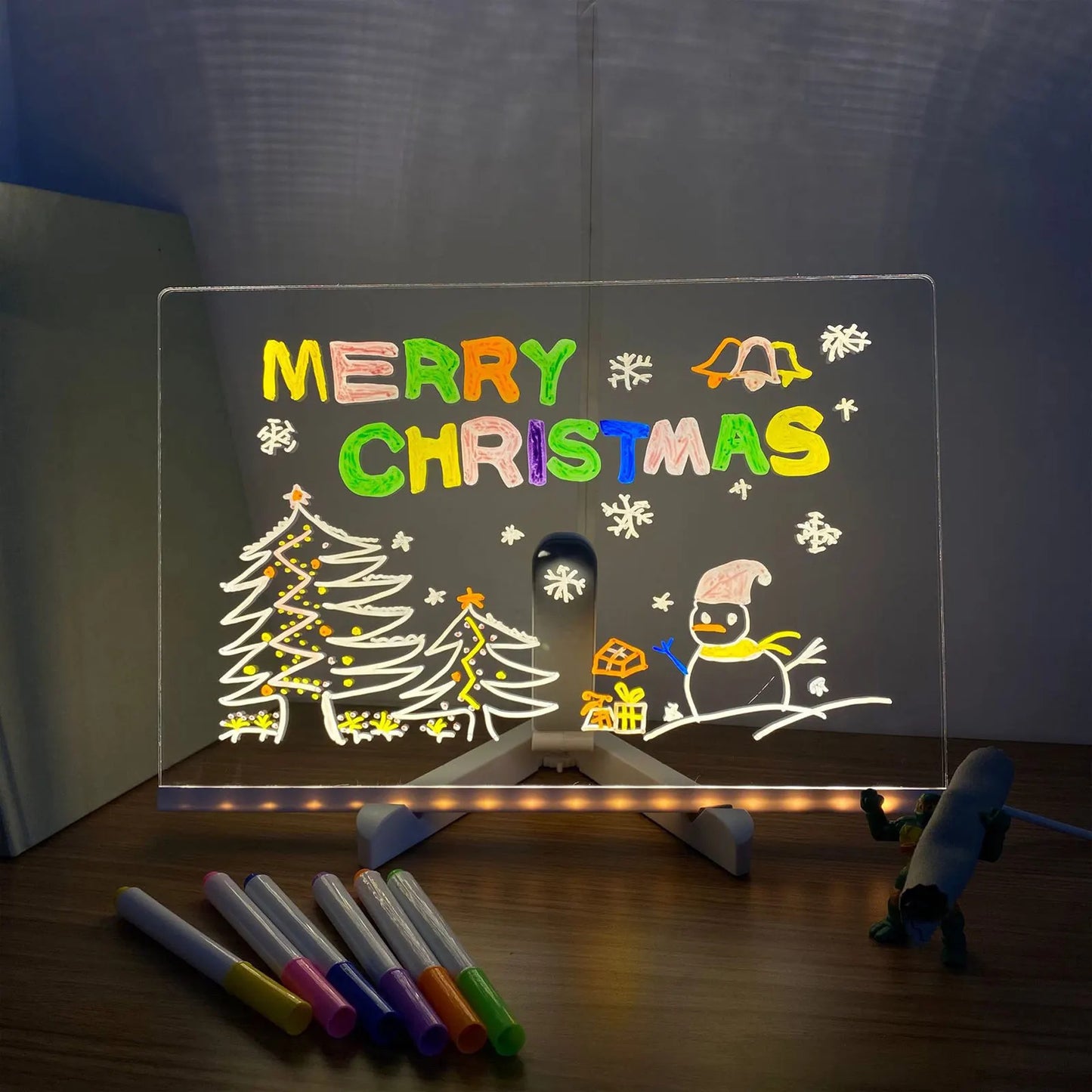 LED Acrylic Message Board – Erasable Glowing Memo Night Light with USB Power 1