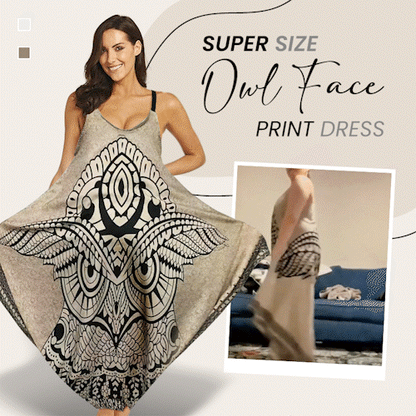 Super Size Owl Face Print Dress 1