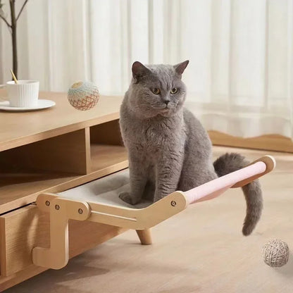 Sturdy Cat Window Hammock – Wooden Hanging Cat Bed with Washable Cotton Canvas 1