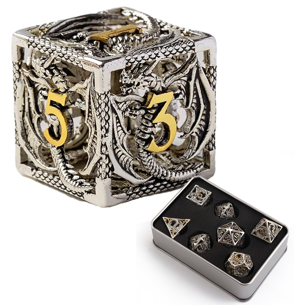 URWizards D&D Hollowed Metal Dice Set Dragon 1