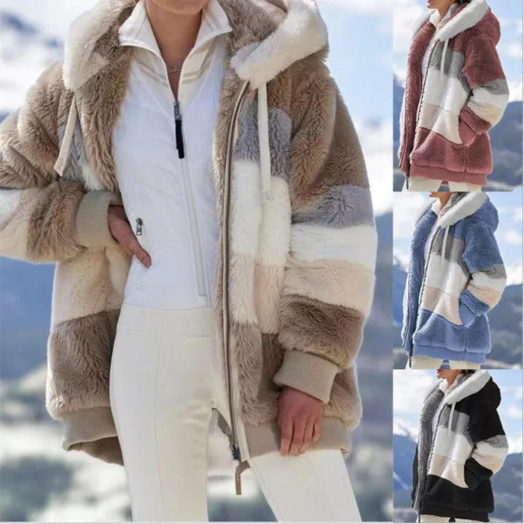 CONTRASTING LAMB WOOL PADDED COAT 1