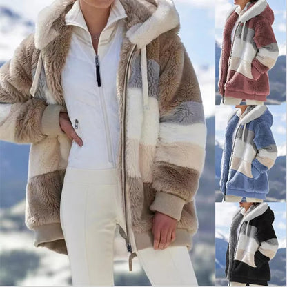 CONTRASTING LAMB WOOL PADDED COAT 1