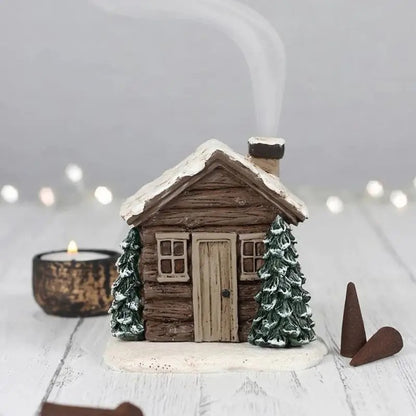 Log Cabin Incense Burner with Smoking Chimney 1