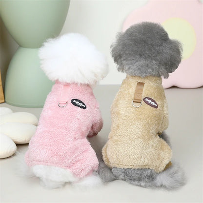 Fleece Pet Elastic Jumpsuit with Pull Ring 1