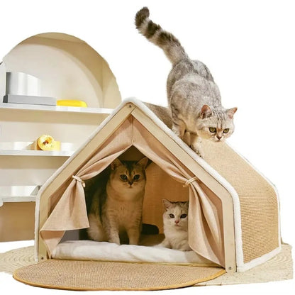 Cozy Cabin Cat House & Scratch Lodge 1