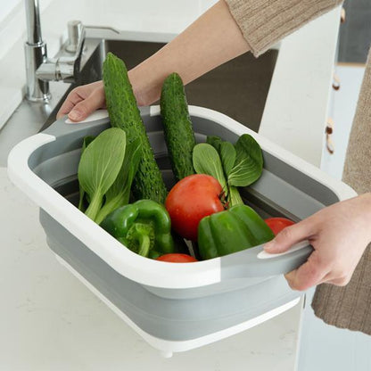 Collapsible Dish Tub&Cutting Board With Draining Plug 1