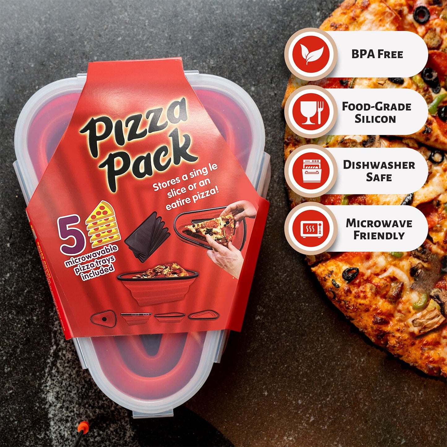 Pizza Pack - Collapsible Silisone Container For Pizza 1